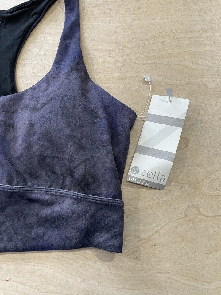 Nuevo con etiquetas Sujetador deportivo Zella para mujer talla XS Renovar azul estampado jaspeado Longline espalda deportiva Foto 4 de 4