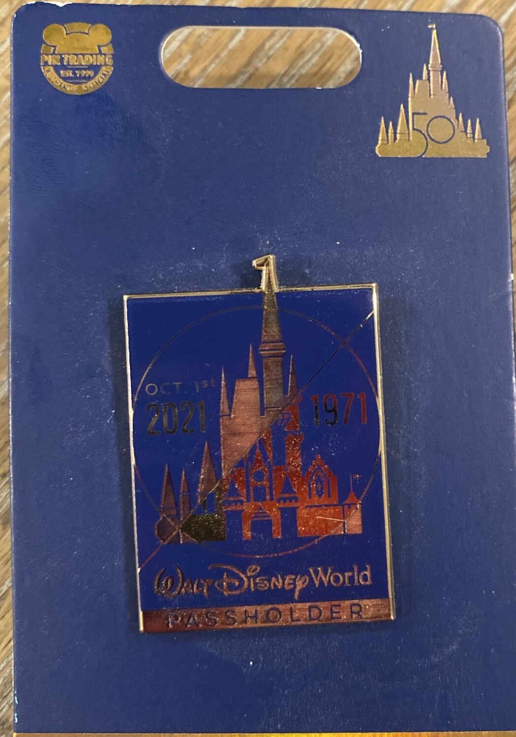 2021 Walt Disney World 50th Anniversary Magic Kingdom Oct 1st Day Passholder Pin