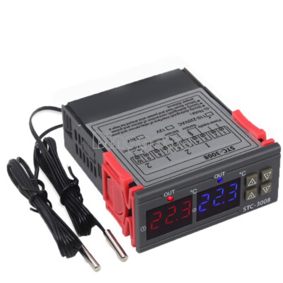 1PCS NEW DC 12V Digital LED Display Dual Temperature Thermostat Controller Probe