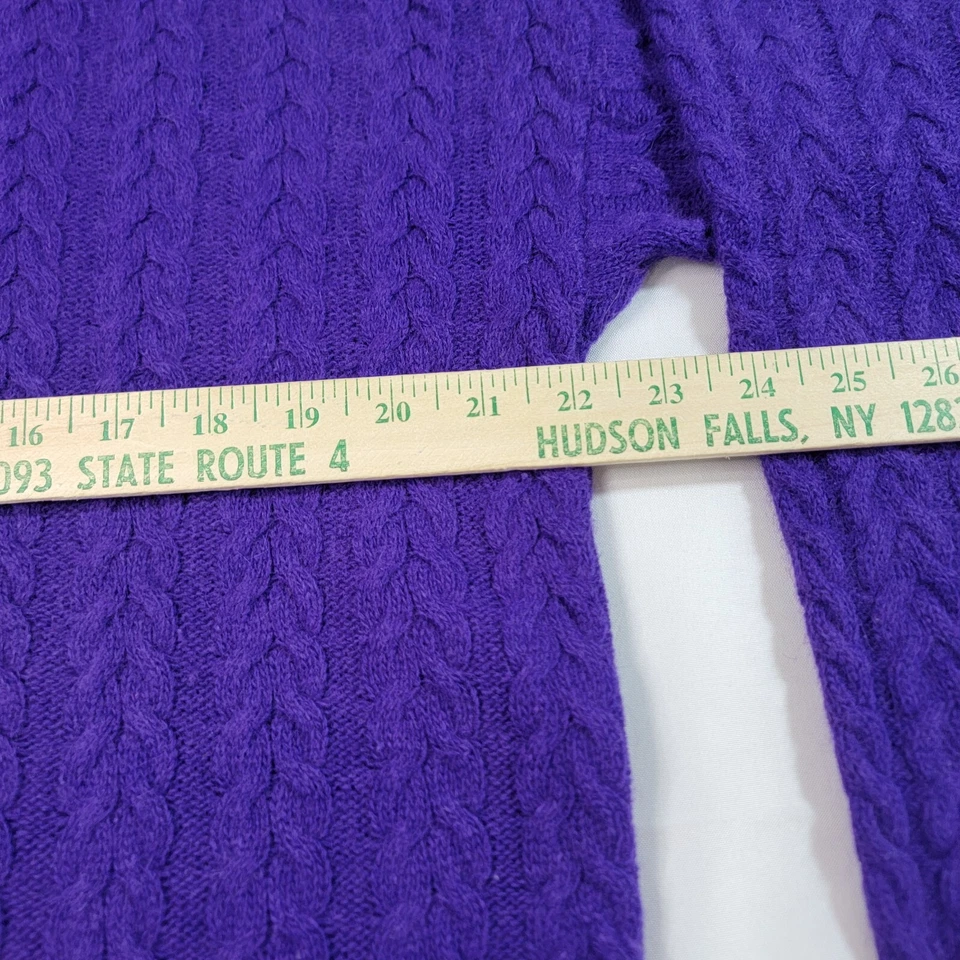 Suéter De Colección Jeanne Pierre Para Mujer Medio Púrpura Capucha Cuello Cable Tejido Lana de Cordero  Foto 4 de 4