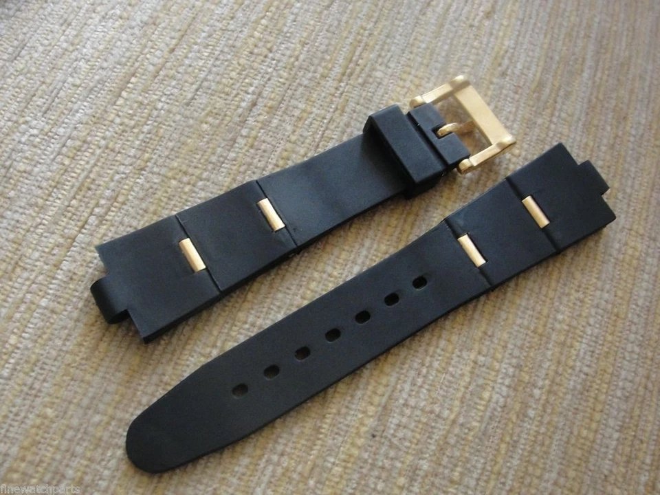 Correa de reloj de goma negra con eslabones de cierre de oro amarillo FIT/BVLG Diagono 22 mmX8 mm Foto 2 de 4