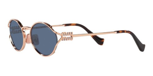 Miu Miu Mu 52YS ZVF1V1 Damen-Sonnenbrille Roségold Havanna blaue Gläser ORIGINAL - Bild 4 von 11