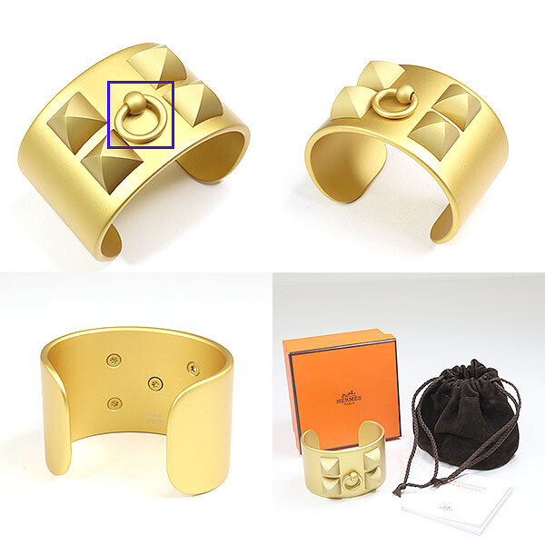 Hermes Aluminum Sunset Bracelet Colier de Chien Matte Gold