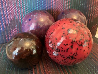 Multi Colored Porcelain Ceramic Carpet Ball 4''t x 3 & 2-3/4''t x1 4 total 