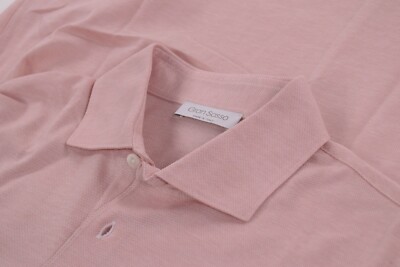 Gran Sasso NWT Polo Shirt Short Sleeve Size 50 M Solid Light Blush Pink Cotton