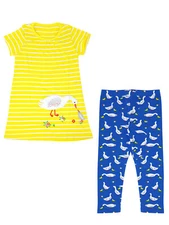 Wrapables Girls Casual Print Cotton Dress Top with Leggings