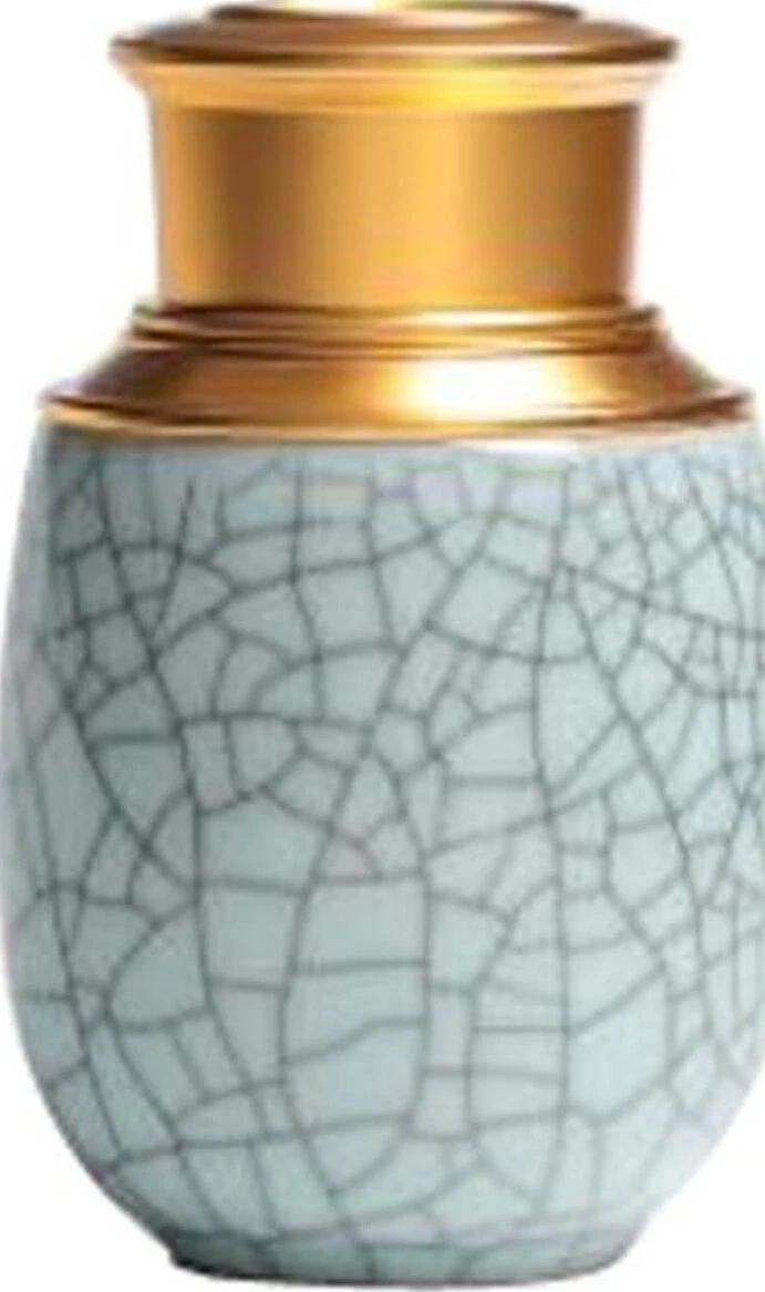 Celadon Tea Caddy Aluminium Porcelain Tea Coffee Storage Canister Metal Ceramic