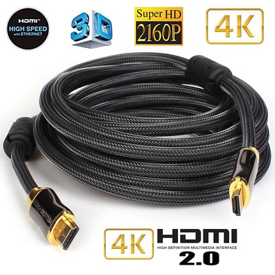 [NEW] 30FT HDMI Cable 4K 60Hz HDR 18Gbps HDCP 2.2 DeepColor CL3 In-Wall Cord US