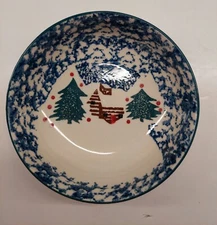 Vintage Folk Craft Cabin In The Snow 4 Cereal Soup Bowls by Tiensman 6 1/2’’ W 