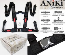 Aniki Noir 4 Point Avion Boucle Siège Ceinture Harnais Avec / Ultra Épaule Neuf
