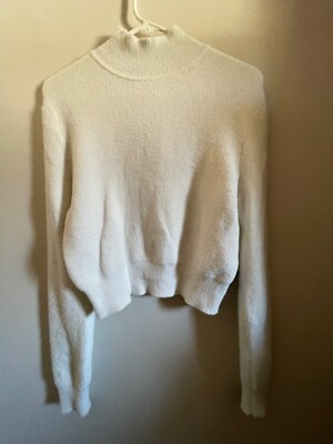 ZARA CROPPED TURTLENECK SWEATER OYSTER WHITE LONG SLEEVE SIZE M