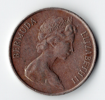 1970 Bermuda Five Cents Coin Queen Elizabeth II Queen Angel Fish