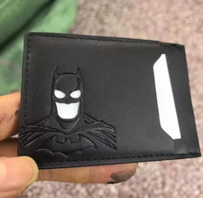 Personalized Leather Bat Wallet Superhero Mask Card Holder Heroic ID Wallet
