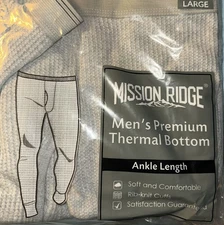 🌟 Brand New Mission Ridge Men’s Large Premium Thermal Bottoms-ankle Length