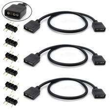  3-Pack ARGB Extension Cable, 5V 3-Pin Addressable RGB Cable, 1-to-1 Female ...
