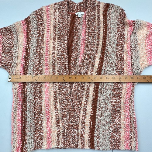 J Jill Sweater Women Extra Small Pink Striped Cardigan 3/4 Sleeve Lagenlook Boho - Picture 8 of 11