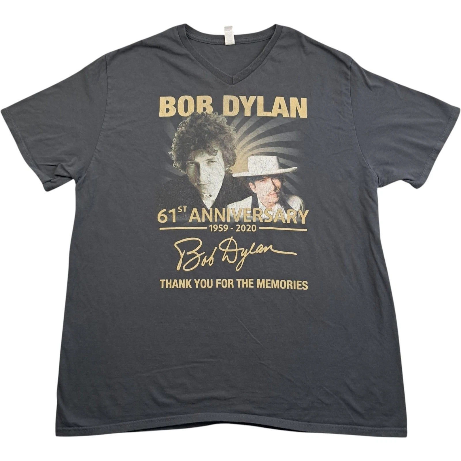 Bob Dylan T Shirt XXL Men's Grey Cotton Vintage Graphic Anniversary Lightweight
