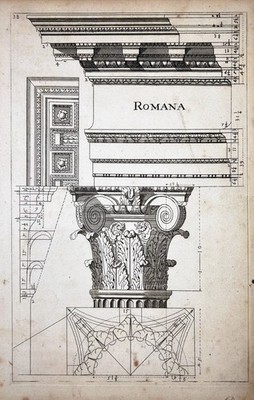 Antique Architectural Engraving of the Roman Order   Italy, 18th Century