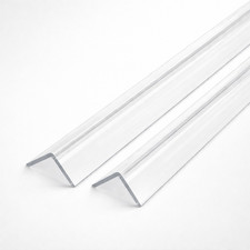 2 x Clear 1 Metre uPVC Plastic Rigid Corner Trim 25x25mm 90 Degree