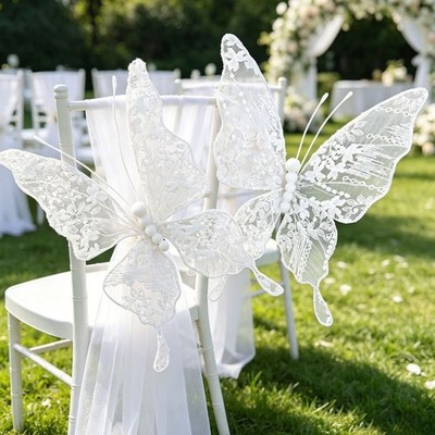 Weiße Spitze Schmetterling Blumen Requisite künstliche Dekoration Hochzeit Sty