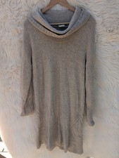 Anthropologie Cashmere Alpaca Wool Cowl Neck Tan Mini Minimalist Sweater Dress M