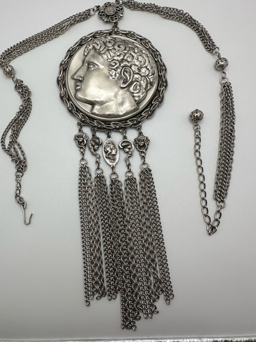 "Collar vintage grande de plata con medallón de laurel de 20""" - Imagen 5 de 12