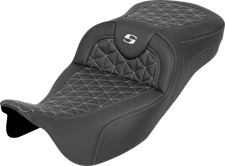 Saddlemen Roadsofa Silver Tri Gripper Extended Seat for 2008-2024 Harley Touring