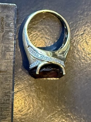 Statement-Damenring: Brauntopas und Diamantring 14 Karat Gold Größe 7 ''