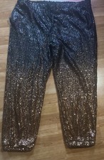 JOHNNY WAS Jett Jogger Black Copper Ombre Sequin Pants XXL 278 New
