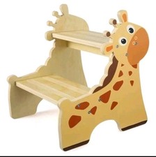 Wooden GIRAFFE STEP STOOL Toddler Kids Child 2-Step Potty Training Sink Washing