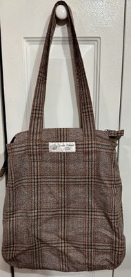 Vintage Louis Feraud Paris Tissus Plaid Wool Tweed Tote Bag