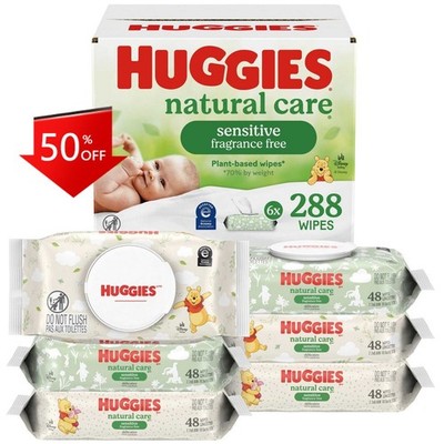 Huggies Care Sensitive Unscented Baby Wipes - 288ct: Ethyl Alcohol-Free