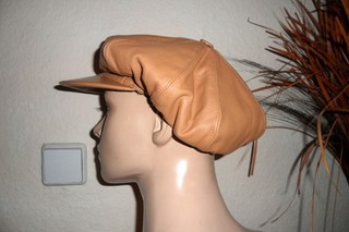 Vintage Ballonmütze Schirmmütze Leder Damen