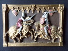 Marcus Designs Replicas Plaque Of Sword Fighting Medieval Knights On Horse Back