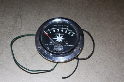 Vintage Airguide Sea Speed boat Tachometer 7K RPM great ORG. chrome 4'' diameter