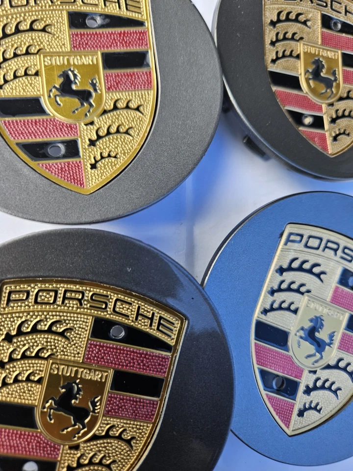 Tapacubos central de rueda Porsche 76 mm 911 Cayenne Panamera Cayman gris con amarillo Foto 3 de 3