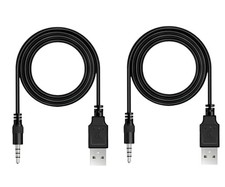 3.5mm Male AUX Audio Jack to USB 2.0 Male Charge Data Cable Cord, 2pack Audio