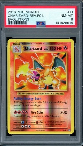 PSA 8 NM-MT Charizard 11/108 Reverse Foil XY Evolutions Pokemon Card