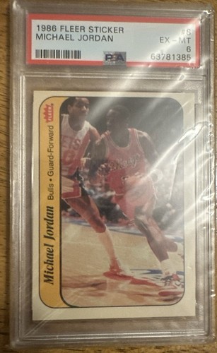 Michael Jordan 1986 Fleer Sticker#8 Rookie PSA 6 Looks Nicer! & FREE SHIPPING!!!