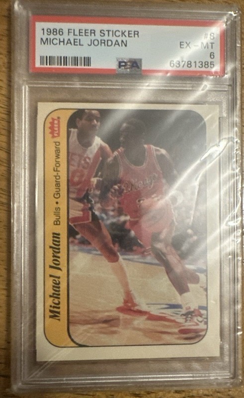 Michael Jordan 1986 Fleer Sticker#8 Rookie PSA 6 Looks Nicer! & FREE SHIPPING!!!