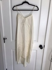 Vintage Acetate White Satin Cami Camisole Tank Midi Slip Dress Sz 8