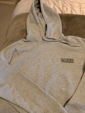 Ladies light grey hoodie by Ganni 12/14 cotton relaxed look