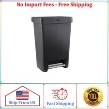 Rubbermaid Kitchen Trash Can, 12.4 Gallon, Plastic, Rectangular, Step Lid, Garba