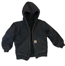 Vintage Carhartt Blk Black Lined Hooded Jacket Youth Size Small 6/7