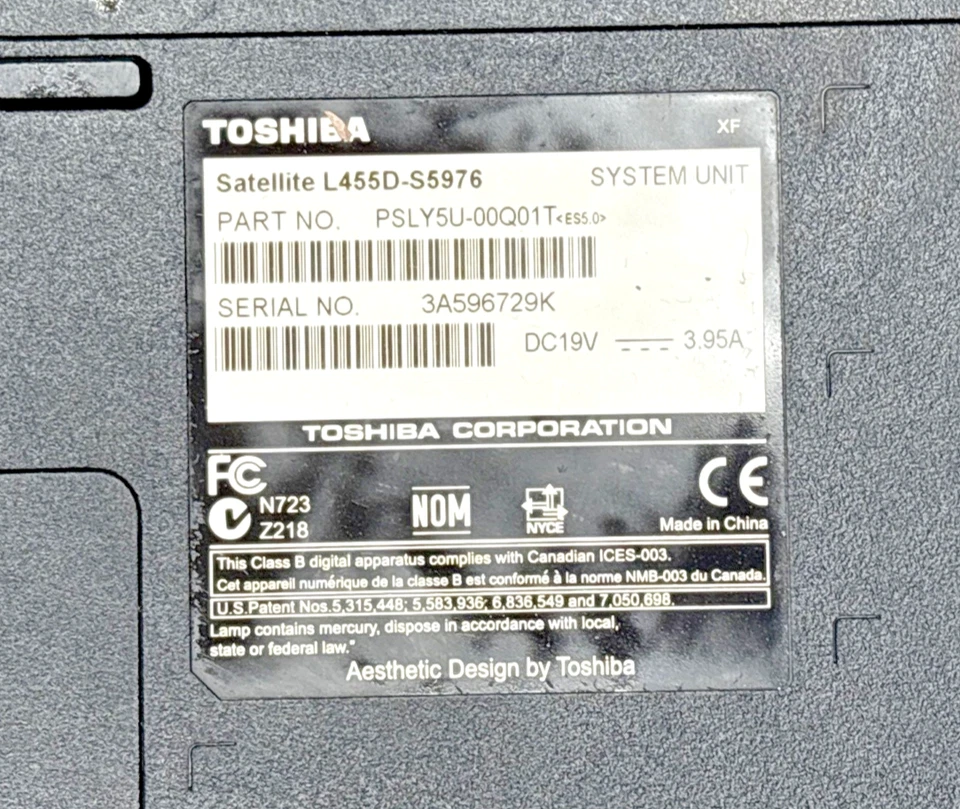 Toshiba Satellite L455D AMD Sempron SI-42 15.6" 2Gb DDR RAM 250GB HDD WINDOWS7 - Image 3 of 4