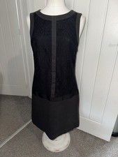 Jigsaw size 10 black lace grey check sleeveless lined formal dress