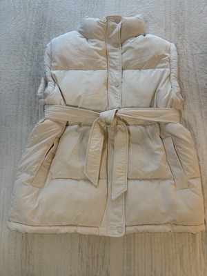 The Upside Puffer Vest Womens Medium Chalet Powder White Belt MSRP $290 Ski NWT