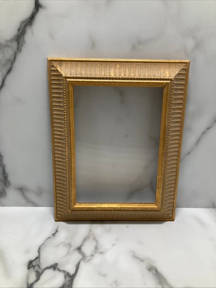 Gold gilt wood Frame- Fits 5 X 7” Cream & Gold Tone *Frame Only * - Image 2 of 4