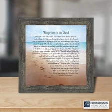 Footprints in the Sand Inspirational Wall Art, Christian Gifts for Women, Beach