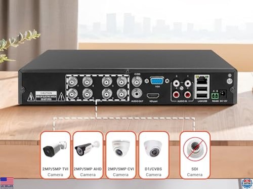 Grabadora de seguridad DVR de 8 canales 1080P, CCTV híbrido 6 en 1, sin disco duro - Imagen 2 de 6